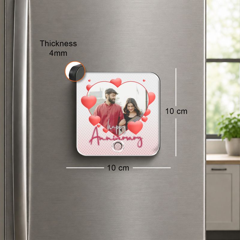 Personalized Happy Anniversary Musical Fridge Magnet for Home & Refrigerator Door Decor for Parents, Husband Wife, Bhaiya & Bhabhi Music Player
